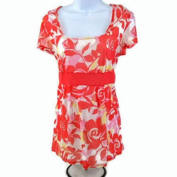 New York & Company Tops - New York Co Floral Women's Short Sleeve Lined Blouse X-Large